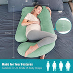 Cute Castle Pregnancy Pillows, Soft U-Shape Maternity Pillow with Removable Cover - Full Body Pillows for Adults Sleeping - Pregnancy Must Haves - Jumbo 57 Inch - Green