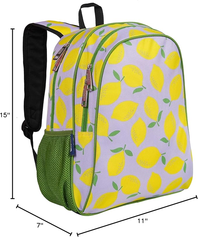 Wildkin 15-inch Kids Backpack – Durable, Padded, Adjustable for School & Travel - Lilac Lemonade