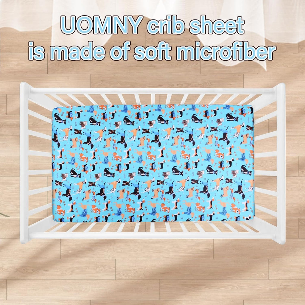 Crib Sheet - Fitted Crib Sheet Baby Sheet for Standard Crib and Toddler mattresses Nursery Bedding Sheet Crib Mattress Sheets for Boys and Girls 1 Pack Dog Toddler Sheet by UOMNY