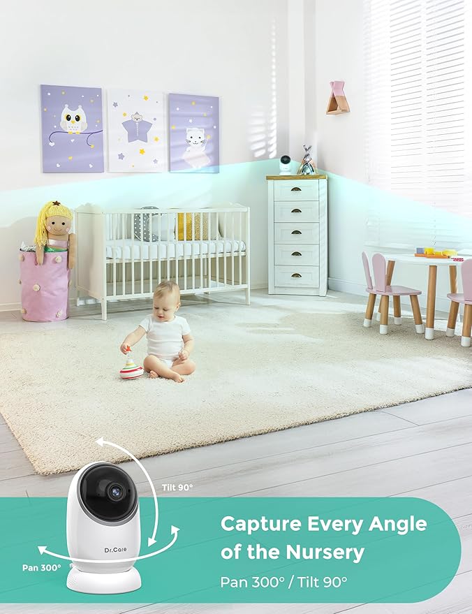 NovaView Video Baby Monitor - 5” 1080P Display, Ultra-Low Radiation, 5000mAh Battery, Clear Night Vision, Real-Time/VOX, 2X/4X Zoom, 1000ft Range, 2-Way Audio, Pan & Tilt, No WiFi Baby Camera