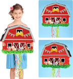 WERNNSAI Red Farm Animal Piñata - Farm Baby Shower Decorations Animal Pinata Party Game for Kids Birthday Celebrations Milk Farm Party Favor Supply with Bat Blindfold