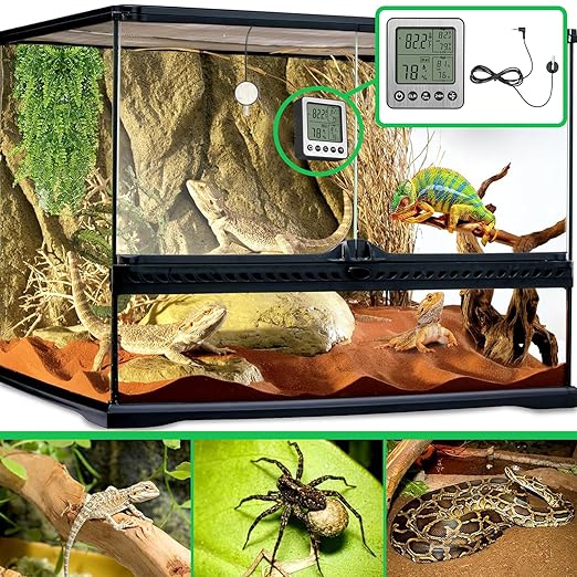 Digital Refrigerator Freezer Fridge Thermometer with Extra Sensor Digital Hygrometer max and min Before 24 Hours and All time Remember Reptile Tank Thermometer Hygrometer White zz20