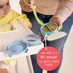 b.box Fill + Feed (Peony) | Reusable Baby Food Pouch | For Babies & Toddlers 4m+ | Silicone/Nylon Pouch, BPA-Free Lid | Dishwasher & Microwave Safe | 110mL (3.7oz, ½ Cup) Capacity
