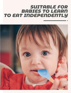 10 pcs Baby Spoons and Forks, First Stage Baby Led Weaning Spoons, Chewable Baby Utensils for Self-Feeding, Bamboo and Silicone Baby Utensils, Kids Utensils for Over 6 Months Babies