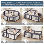 Baby Playpen,Large Play Pen for Babies and Toddlers with Door 79x71 Inch, Adjustable Playpen Non-Slip Suction Cups Base Safe and Sturdy, Indoor Outdoor Playard,Black