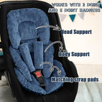 Infant Car Seat Insert Head and Body Support, GFU Reversible Newborn Insert for Carseat with Strap Pads, Soft Stroller Cushion Pillow Insert for Boys and Girls, Fits for Stroller, Swing, Blue