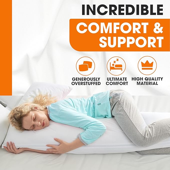 Cheer Collection L Shaped Pillow - Pregnancy Body Pillow - Maternity Pillow for Pregnant Women - Snuggle Pillow for Adults - Body Pillow for Side Sleeper - J Pillow Full Body Support for Side Sleeping