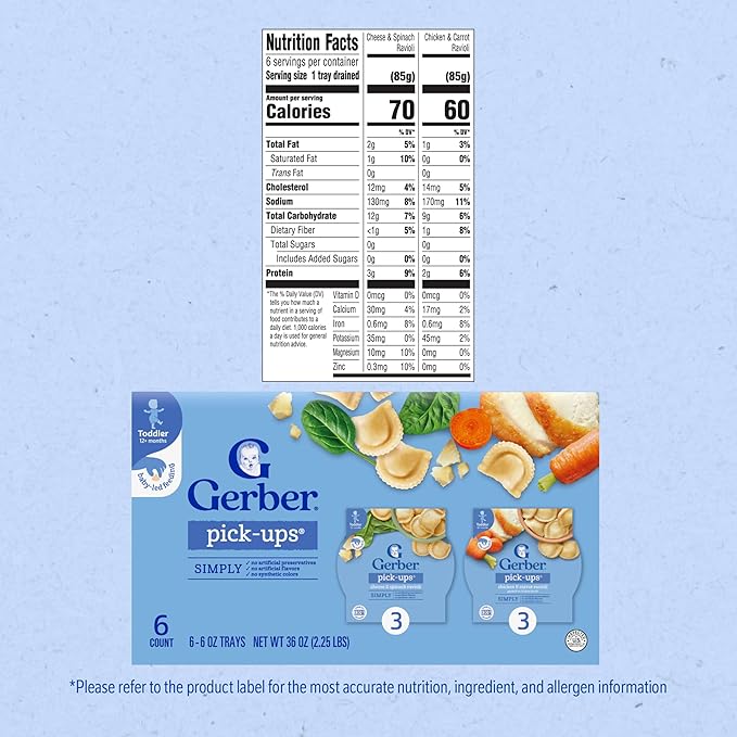 Gerber Toddler Food, Ravioli Multipack, Gerber Pick-Ups, Baby Led Feeding, Variety 6PK