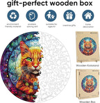 Cool Wooden Puzzle for Adults 500 Piece, Yellow Cat Wooden Jigsaw Puzzles, Beautiful Wooden Puzzle with Box Birthday Gifts for Adults and Kids Family Game(16.5 * 16.5in)