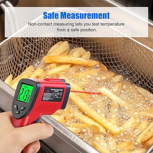 Digital Infrared Thermometer Gun -58℉ to 1022℉ (-50℃ to 550℃), Adjustable Emissivity, Laser Temperature Gun for Cooking, BBQ, Oven, Engine, and Industrial Use (Not for Human Body)