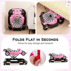 HONEY JOY Baby Walker, 4-in-1 Foldable Infant Activity Push Walker, Toddler Car Walker w/Adjustable Heights, Music, Lights, Removable Tray, Baby Walker with Wheels for Boys Girls 7-14 Months (Pink)