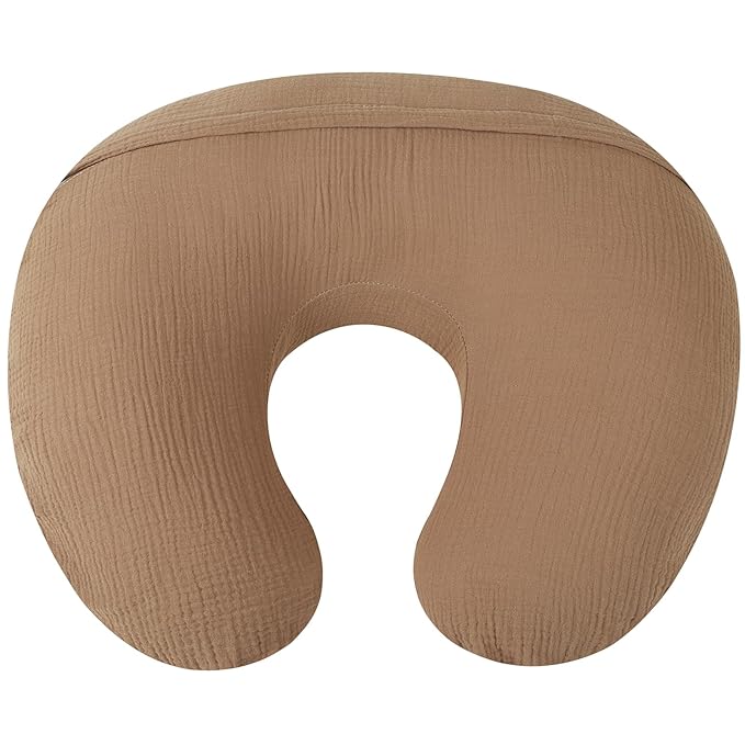 Onacosht Muslin Nursing Pillow Cover Soft 100% Cotton Feeding Pillow Slipcover Fits Standard Infant Nursing Pillow for Baby Girl and Boy, Brown