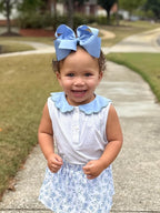 Wee Ones Girls' Plain Wrap Classic Grosgrain Hair Bows on a WeeStay No-Slip Hair Clip, Handmade, King, Blue Bird