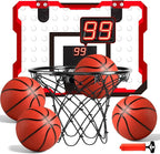 LovesTown Indoor Mini Basketball Hoop for Kids, Basketball Hoops Over The Door with LED Lighting, Mini Hoop with 4 Balls Electronic Scoreboard Toys, Sports Toys Gifts for Boys Girls