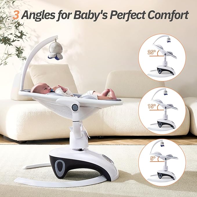 Electric Baby Swing for Infants 6 Motion Automatic Newborn Baby Rockers for Girl & Boy with Remote Control, 5 Speed, 13 Melodies, Dark Gray
