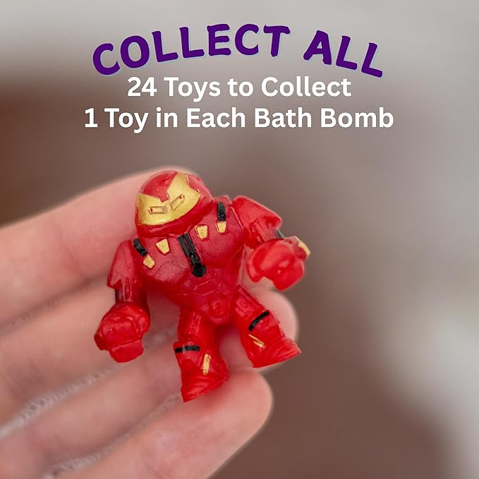 EvolutionUSA 1pc Epic Superhero Bath Bombs for Kids, Super Hero Bath Bomb with Toy Inside, Lush Children Bathbomb, Organic Bathbomb with Surprise Inside, Fizzy Fun Superhero Bath Ball Bath Toy