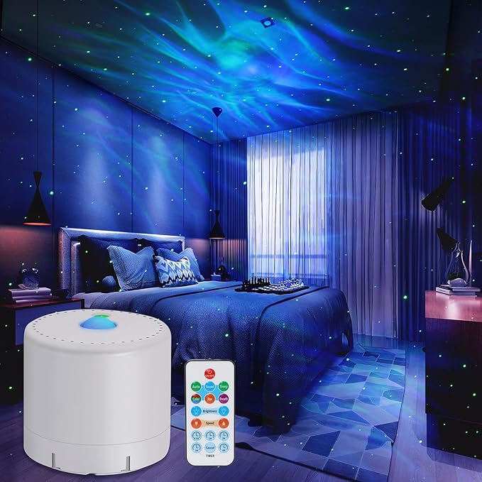 Galaxy Projector, Bedroom Star Projector, Galaxy Light Projector with Remote Control and Timer, Adjustable LED Light Colour, Brightness and Speed, Star Projector for Bedroom Parties.