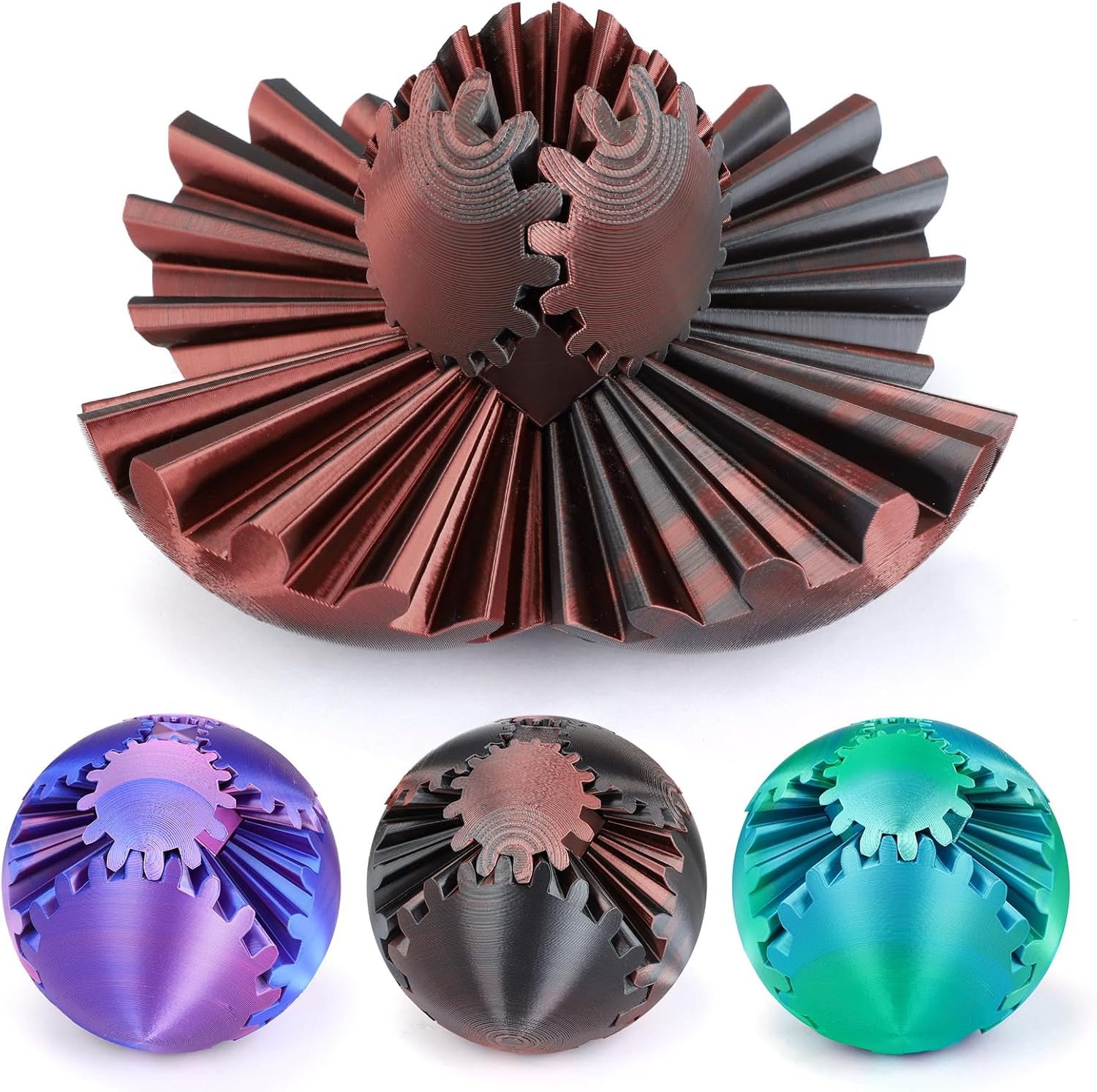 Gear Ball - 3D Printed Gear Ball Spin Ball or Cube Fidget Toy, Gear Sphere, Gear Ball Gearball Fidget Toy, Stress Ball, GearSphere Desk Toy, Fidget Ball, Gear Toy for Stress and Anxiety Relaxing