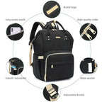 Diaper Bag Backpack, Diaper Bags for Baby Girls Boys, Baby Bags for Moms Dads, Nappy Changing Bag with Insulated Pockets,Multi-functional Waterproof Backpack with Stroller straps-Black