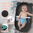 Changing Pad, Wipeable Diaper Changing Pad with Safety Belt for Changing Table, Nursery, Dresser, EVA Non-Slip Baby Changing Table Pad, Black