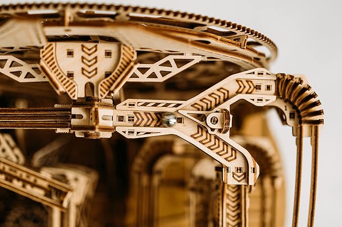 Wood Trick Wooden Marble Run Electric Motorized - 3D Wooden Puzzles for Adults and Kids to Build - 15x14 in - Roller Coaster Wooden Model Kits for Adults and Teens to Build