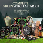Witchcraft Supplies Kit, 150Pack Wiccan Supplies and Tools Witchy Gifts for Beginners, Dried Herbs, Crystals, Candles, Green Witch Altar Starter Spell