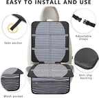 Car Seat Protector for Child Car Seat, 2 Pack Baby Car Seat Covers with Mesh Pockets & Non-Slip Backing 600D Durable Seat Protector Under Baby Car Seat for Car Back Seat (Stripe, Large)