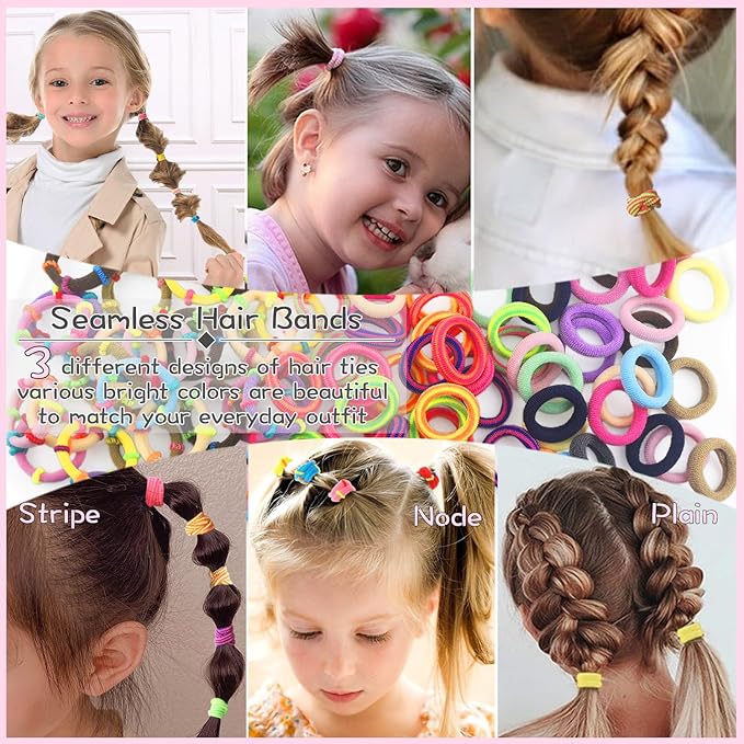 923 Pcs Toddler Hair Accessories - Baby Girls Elastic Ties, Soft Rubber Bands With Bow Clips, Claws - Assorted Supplies for Little One Kids With Thin Hair