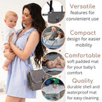 Portable Baby Changing Pad with Waterproof Mat - Foldable Diaper Clutch Kit and Organizer for Travel or Changing Table