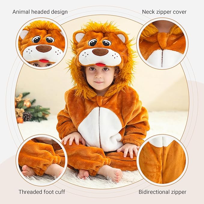 MICHLEY Unisex Baby Halloween Romper Dress up Flannel Soft Animal Cosplay Costume Outfit For Girls Boys 0-4T