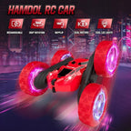 Remote Control Car for Kids Ages 6-12, 4WD RC Stunt Car with LED Lights & 360° Flips, 2.4GHz Fast Electric Toy Vehicle, Upgraded Battery, Birthday for Boys Ages 8-10