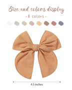 Doboi 8PCS Baby Girls Hair Clips Fable Hair Bows Cotton Linen Bows for Girls Hair Accessories for Baby Toddlers Kids （Includes Beige Cutout Hair Clip）