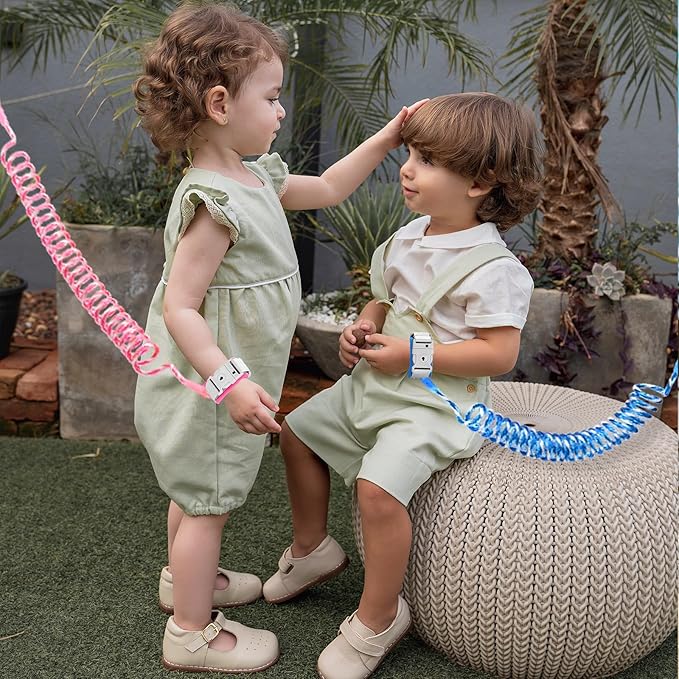 Accmor Toddler Leash with Key Lock, 2 in 1 Upgraded Anti Lost Wrist Link, 2 Packs Reflective Baby Leash with 360 Degree Rotating Connector and Adjustable Bracelet for Babies Boys Girls (6.56ft)