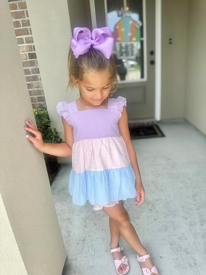 Wee Ones Girls' Plain Wrap Classic Grosgrain Hair Bows on a WeeStay No-Slip Hair Clip, Handmade, King, Light Orchid