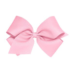 Wee Ones Girls' Plain Wrap Classic Grosgrain Hair Bows on a WeeStay No-Slip Hair Clip, Handmade, King, Pearl Pink