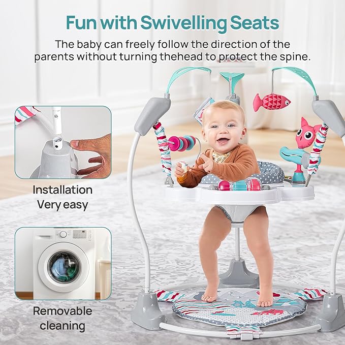 Portable Baby Activity Center Play Center 7-18 Months and Developmental Toys 7-18 Months,Pink