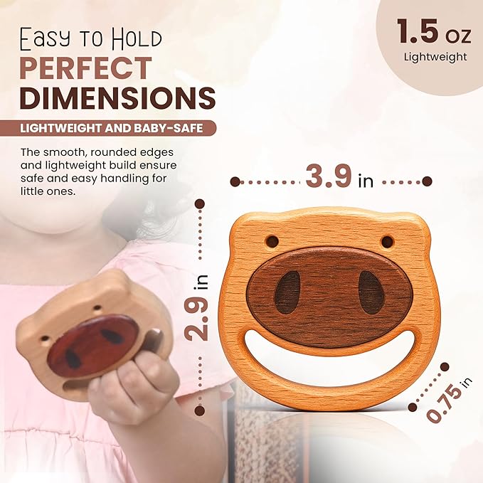 100% Wooden Baby Toy | No Paint, No Plastic | Eco-Friendly Rattle for 0–6 Months