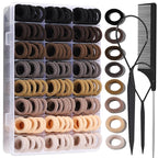 YGDZ Baby Hair Ties, 280 PCS Hair Accessories for Girls, Toddler, Kids, Cotton Elastics Hair Bands with Organizer Box, Seamless Small Ponytail Holders, Neutral Colors