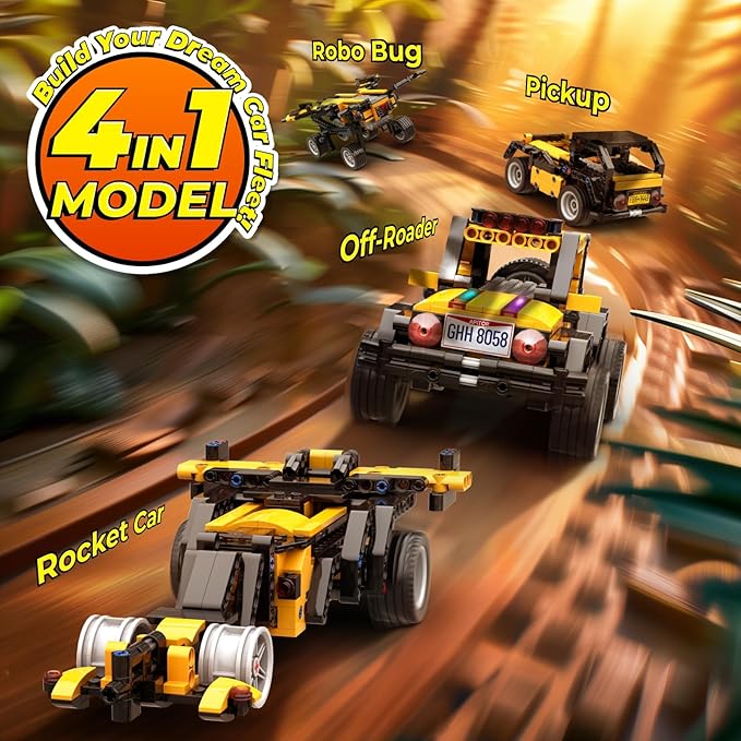 Robot R Smart Robot Building Kit with Storage Box, 4-in-1 Programmable App Remote Control Off Roader Car Toy, Authentic and Functional Design, Coding Gifts for 6 7 8 9 10 11 12 Years Old Kids