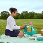 Bright Starts Pop 'N Sit Portable Booster, Indoor/Outdoor Use, Floor Seat with Feeding Tray, Teal, 6 Mos - 3 Yrs
