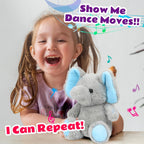 Cuteoy Talking Elephant Repeat What You Say Musical Stuffed Animal Shaking Singing Plush Toy Electric Interactive Animated Plushies Gifts for Kids Girls Boys