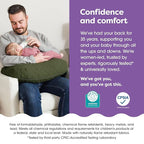 Boppy Nursing Pillow with Luxe Fabric Cover, Quilted Moss, Larger, More Supportive Pillow for Breastfeeding and Bottle Feeding; Firmer and Higher Than Original, w/Premium Cover; JPMA Certified