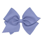 Wee Ones Girls' Plain Wrap Classic Grosgrain Hair Bows on a WeeStay No-Slip Hair Clip, Handmade, Mini King, Blue Bird
