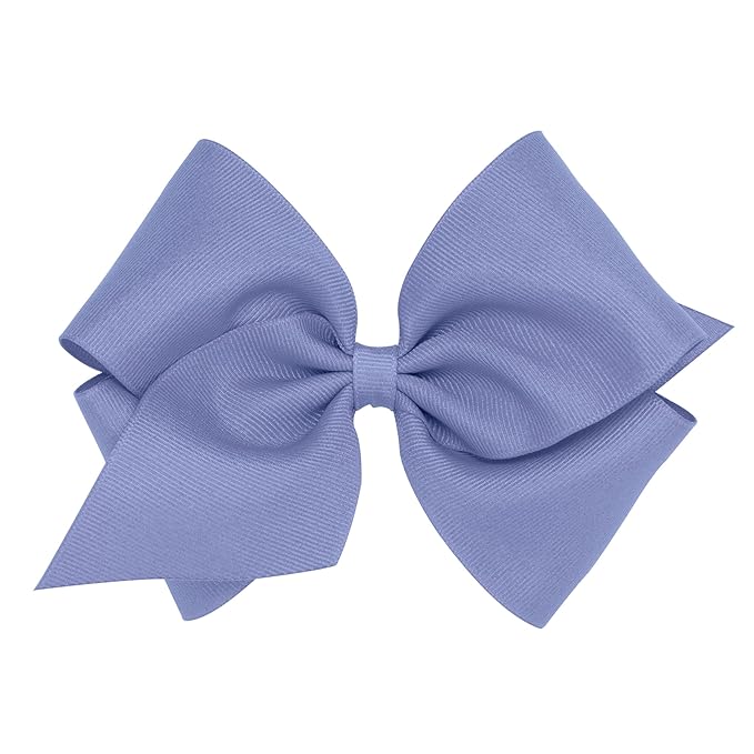Wee Ones Girls' Plain Wrap Classic Grosgrain Hair Bows on a WeeStay No-Slip Hair Clip, Handmade, Mini King, Blue Bird