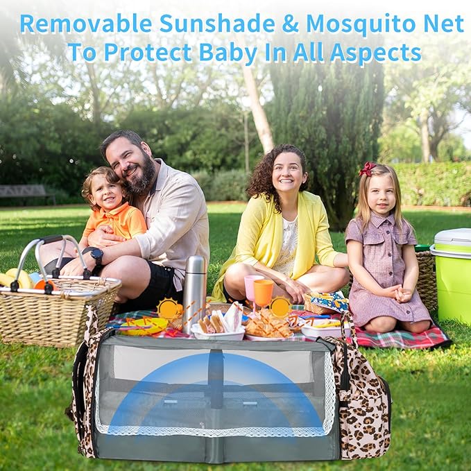 KABAQOO Diaper Bag Backpack with Detachable Changing Station, Large Capacity Baby Diaper Bags for Boys & Girls, Baby Registry Search Stuff & Shower Gifts, Newborn Essentials Must Haves, Leopard Print