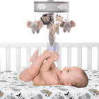 Lambs & Ivy Jungle Safari Musical Baby Crib Mobile - Gray, Beige, White, Animals