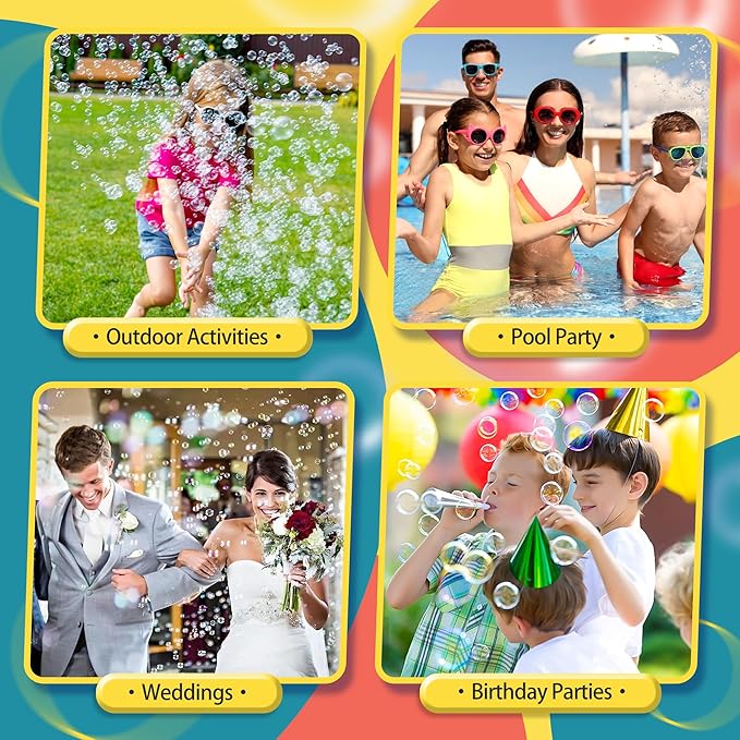 2 Pack Bubble Guns for Kids, Rechargeable LED Light Up Graffiti Bubbles Machine Blower with 2 Bottles Refill Solution for Kids 4-8, Bubble Makers Blaster for Toddlers