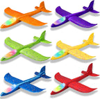 CUKU 6 Pack LED Light Airplane Toys-17.5" Large Throwing Foam Plane-2 Flight Modes Glider Plane-Outdoor Flying Toys for Kids-Flying Toys Gift for Boys Girls 3 4 5 6 7 8 9 Years Old