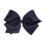 Wee Ones Girls' Plain Wrap Classic Grosgrain Hair Bows on a WeeStay No-Slip Hair Clip, Handmade, King, Navy