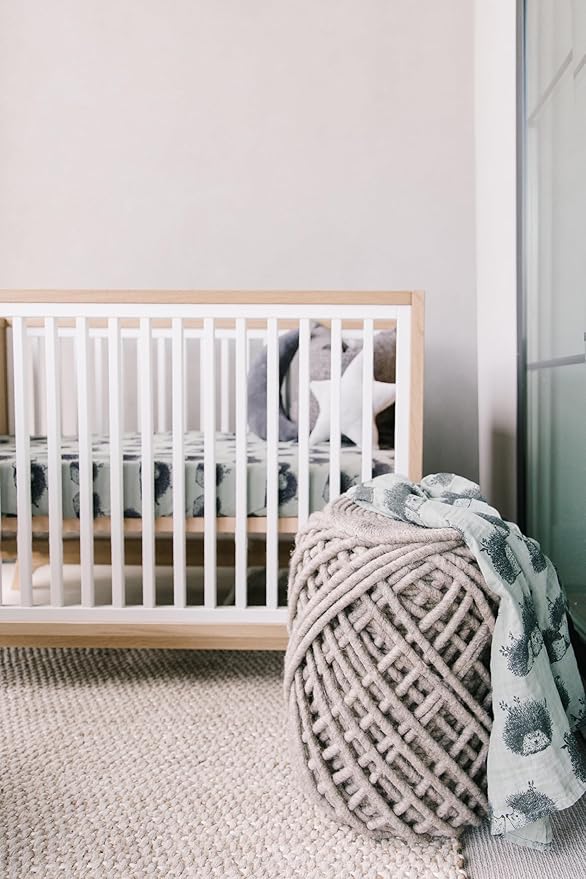 Oilo Crib Sheet, Breathable 100% Turkish Cotton Fitted Jersey, 300 Thread Count, Machine Washable, Fits Standard Crib (28" x 52" x 6"), Toddler Bedding, Girl, Boy, & Neutral Nursery Design, Hedgehog